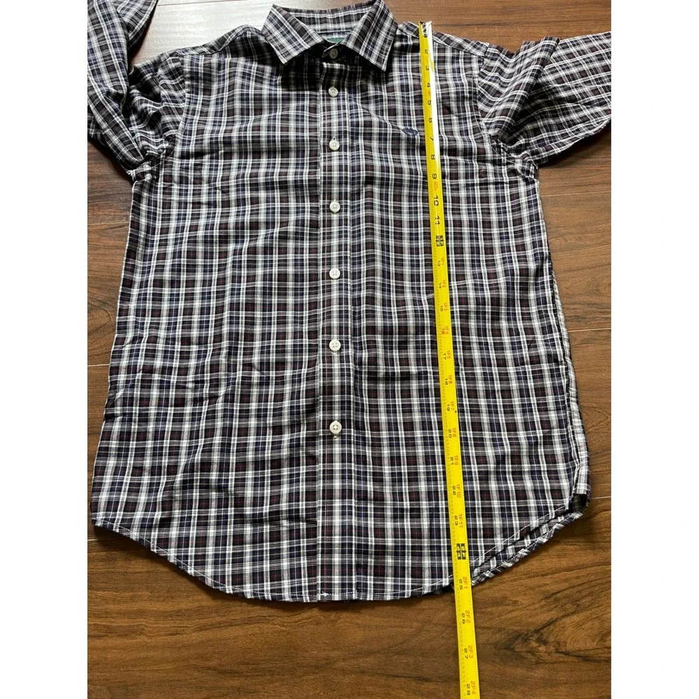 Lauren Ralph Lauren Kids Navy Plaid Button Down Shirt Size 14 Long Sleeve Logo